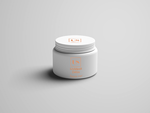 A white container of facial mask, with the logo of uniSkin printed on it.